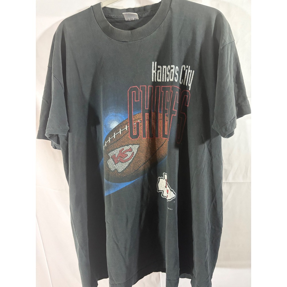 Official Fan Kansas City Chiefs T-Shirt Mens XL Black Good 1995 Single Stitch - Picture 3 of 10